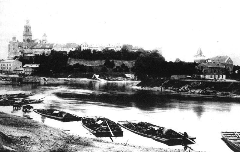 Wawel-Hügel mit Königsschloss und Kathedrale, Aufnahme der Krieger-Werkstatt um 1890